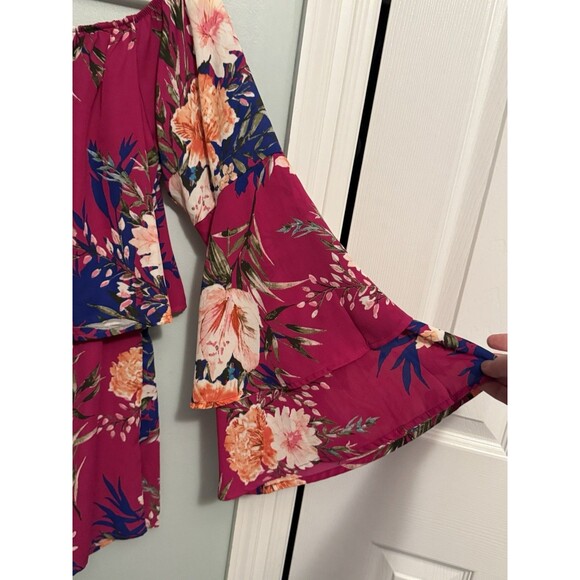 Peach Love California Pink Floral Bohemian Romper Sz S(R37) - Picture 2 of 12